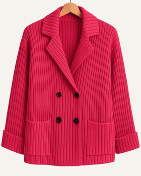 Giacca Doppiopetto Coste Donna in Pura Lana Merino