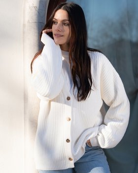 Cardigan Donna in Maglia Inglese e Lana Merinos Ultrafine