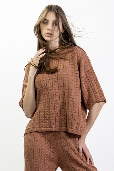 Maglia over ajour in cotone bio donna