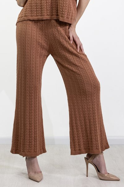 Pantalone lungo ajour in cotone bio donna