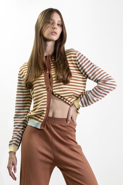 Giacchina rigata soleil in cotone bio donna