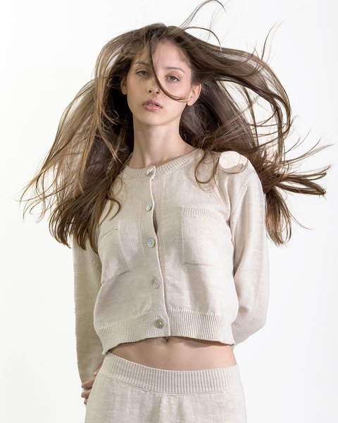 Giacca in maglia in cotone e lino donna