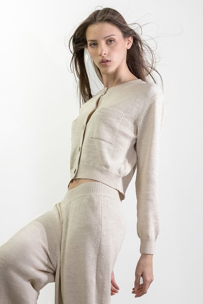 Giacca in maglia in cotone e lino donna