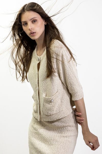 Giacchina taschine gioiello in cotone e lino