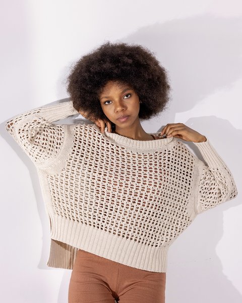 Maglia rete in cotone e lino