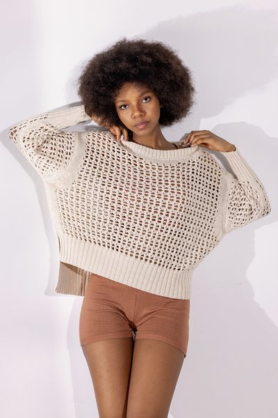 Maglia rete in cotone e lino