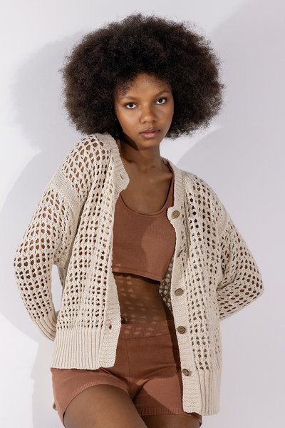 Giacca rete in cotone e lino