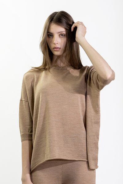 Maglia manica 3/4 in fresco di lana