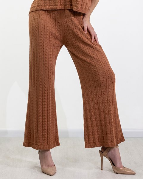 Pantalone lungo ajour in cotone bio donna