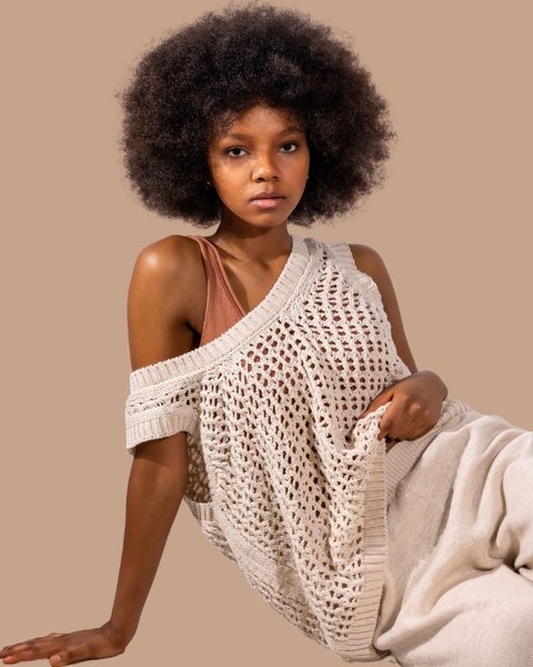 Canotta rete in cotone e lino