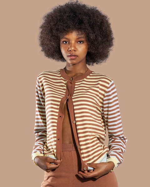 Giacchina rigata soleil in cotone bio donna