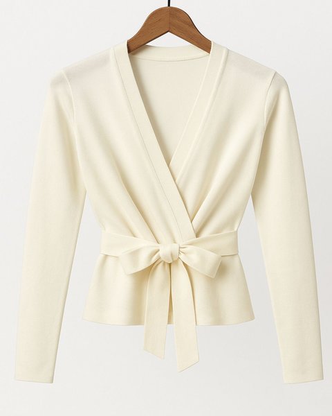 Cardigan donna incrociato in pura lana merinos - clara