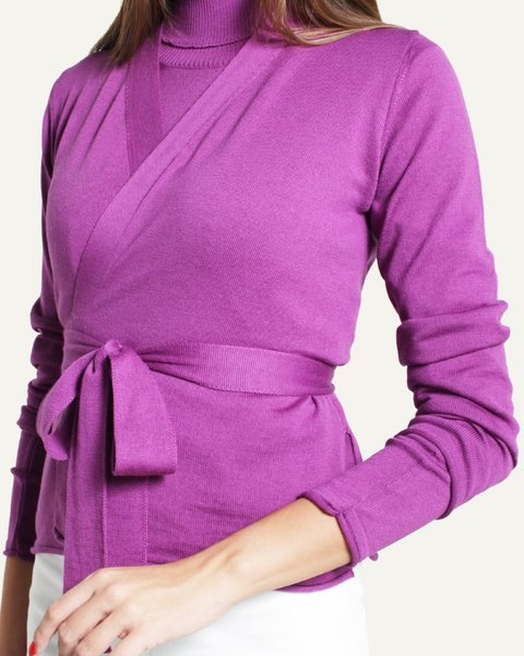 Cardigan donna incrociato in pura lana merinos - clara