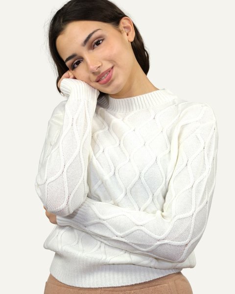 Maglia punto alveare donna in pura lana merino ultrafine