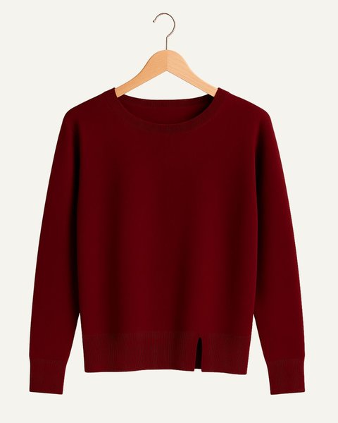 Maglia con spacco donna in pura lana merino ultrafine