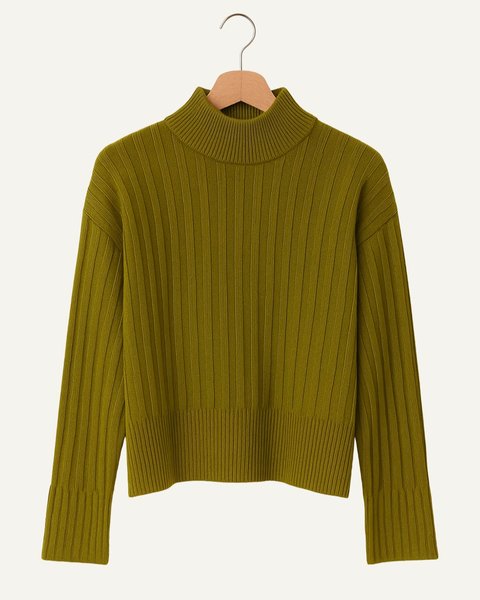 Maglia costa over donna in pura lana merino ultrafine