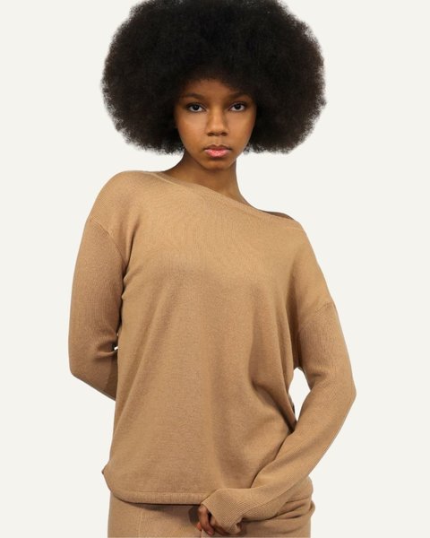 Maglia donna in cashmere collo barchetta