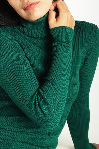 Maglia dolcevita in lana e seta