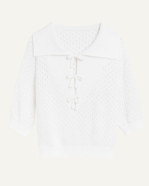 Maglia polo traforata donna in puro cotone pima