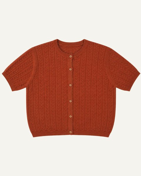 Cardigan over ajour in cotone bio donna
