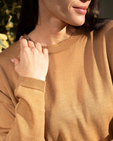 Maglia girocollo over donna in pura lana merinos extrafine