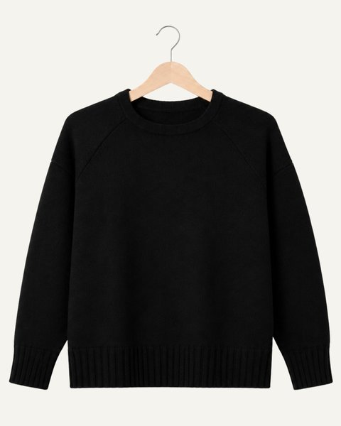 Maglia girocollo boxy donna in pura lana merinos extrafine