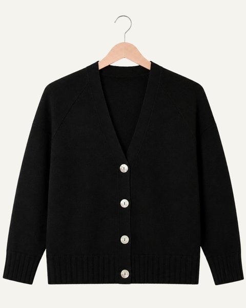 Cardigan boxy donna in pura lana merinos extrafine
