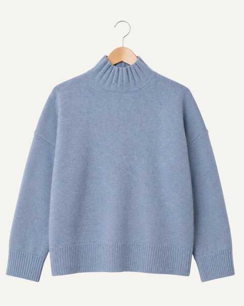 Maglia lupetto over donna in pura lana merinos ultrafine