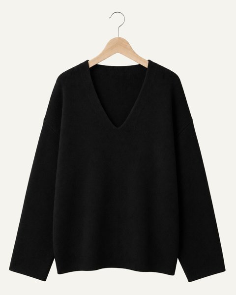 Maglia scollo a v donna in pura lana merinos ultrafine
