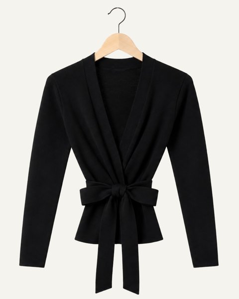 Cardigan incrociato donna in pura lana merinos extrafine