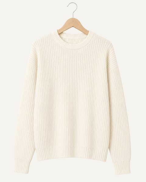 Maglia girocollo donna in maglia inglese e lana merinos ultrafine