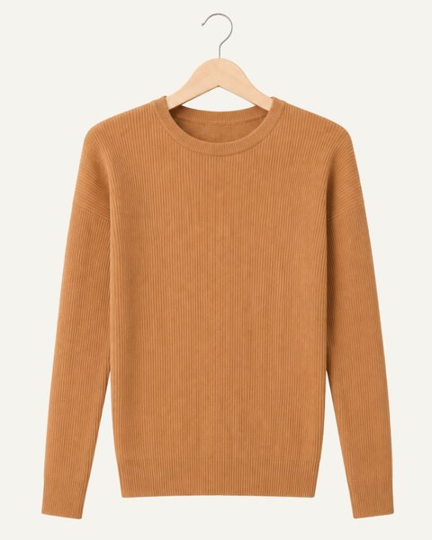 Maglia girocollo a costine in pura lana merinos extrafine
