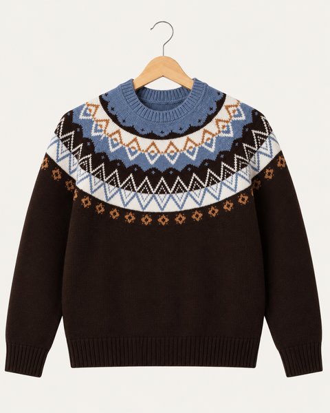 Maglia jacquard donna in pura lana merinos ultrafine