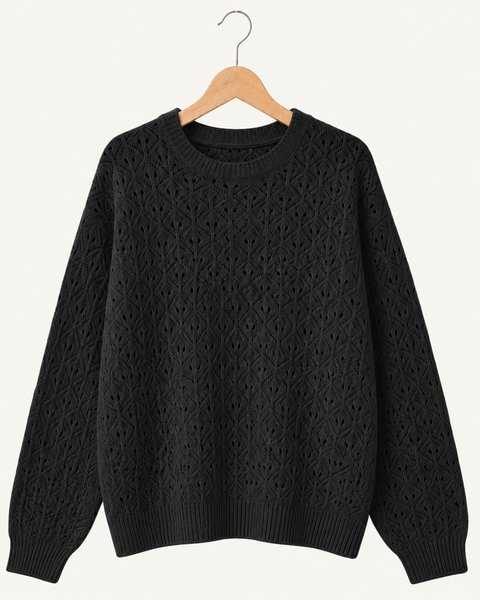 Maglia ajour donna in pura lana merinos ultrafine