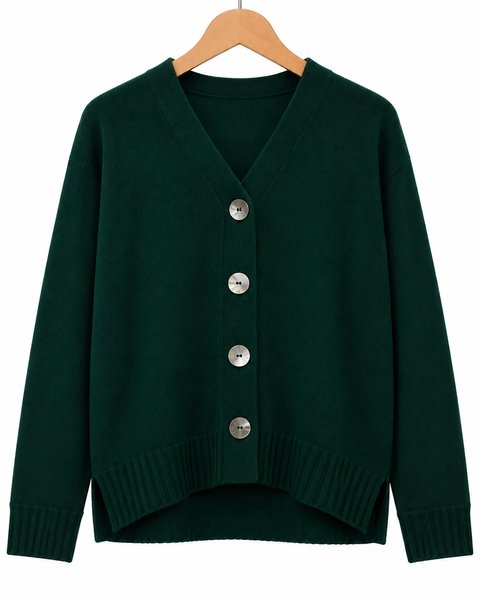 Cardigan boxy donna in pura lana merinos extrafine