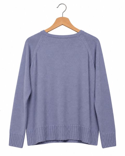 Maglia girocollo boxy donna in pura lana merinos extrafine